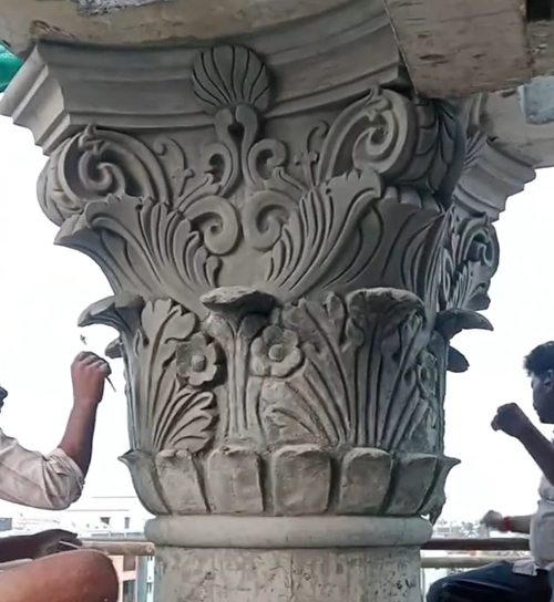 Building Cement Elevation Work in Chennai,Building Cement Artist Work in Chennai,Building Cement Design Work in Chennai,Temple and Pillar Border Work in Chennai